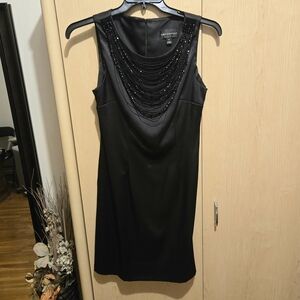 Connected Apparel Black Beaded Party Dress